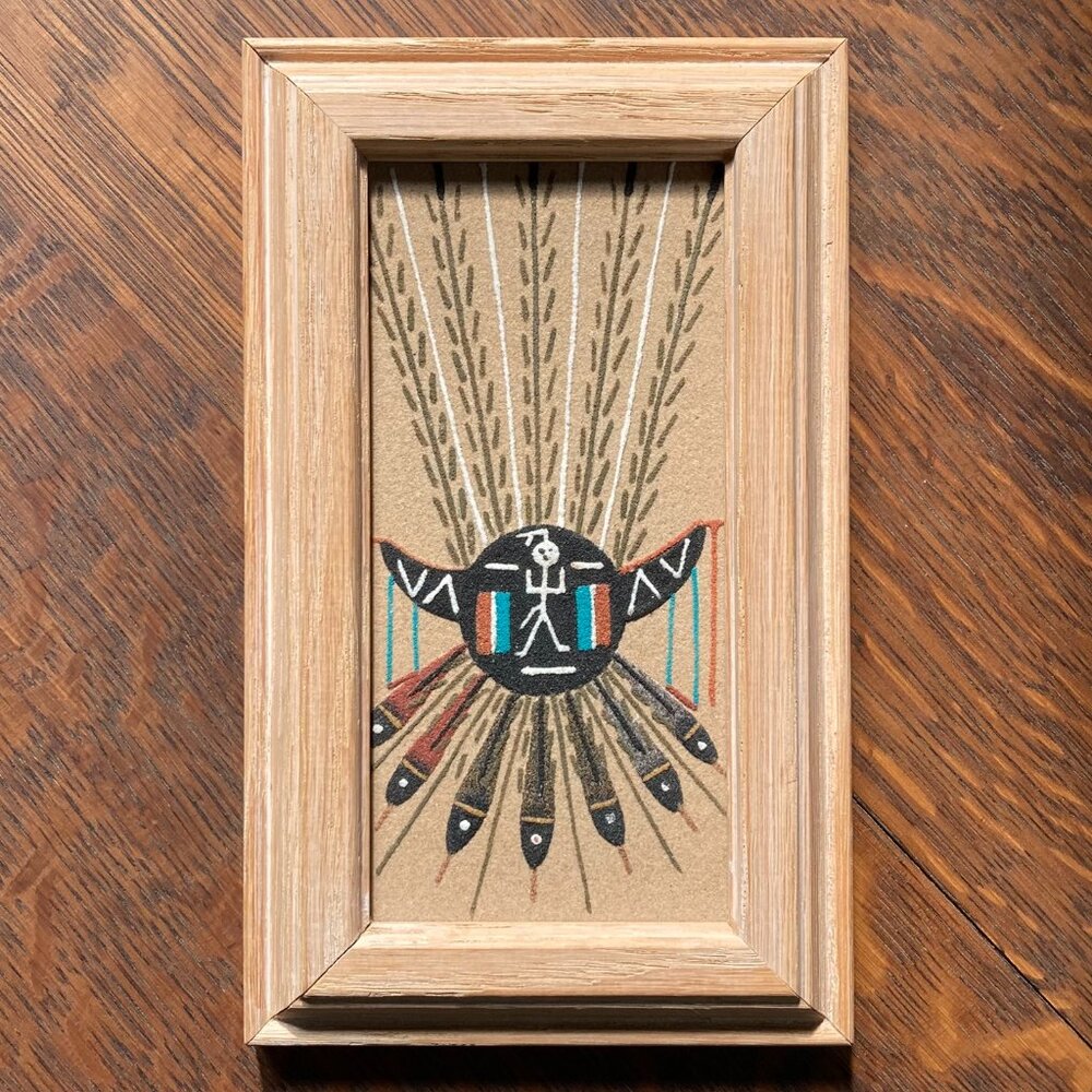 Navajo Indian Native American Art - Sand Painting, Signed by Keedah - Vintage